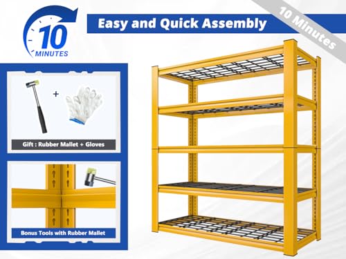 Heavy Duty Metal Shelving 5 Tier Adjustable Storage Shelves, 72" H x 35.5" W x 16" D, Black D96275