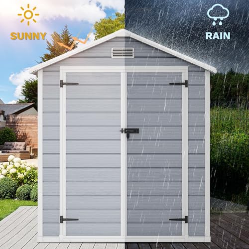 Resin Storage Shed with Reinforced Floor, Lockable Door and Vents I92384