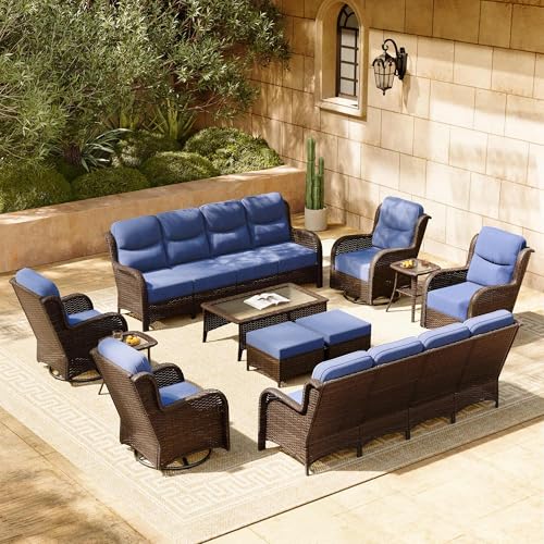 Outdoor Wicker Conversation Set with Cushions, 7 Pieces P4930