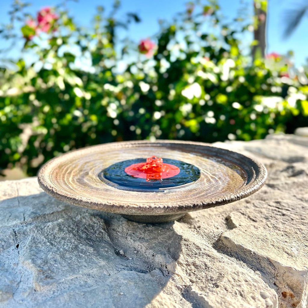 Solar Bubbler Fountain for Hummingbirds, Bird Bath, Red Dome for Garden V623