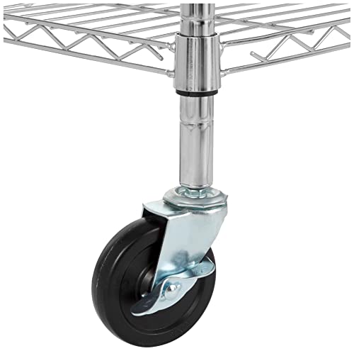5-Shelf Adjustable Heavy Duty Storage Shelving Unit on Wheel Casters, Metal Wire Rack, Black A697