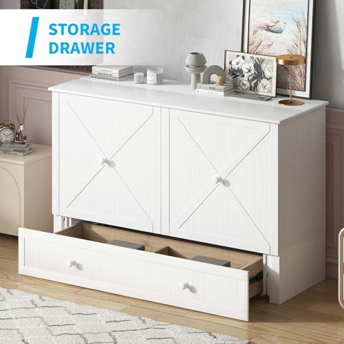 Queen Size Murphy Bed with Tri-Folding Mattress and Charging Station T181