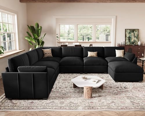 Extra Large Modular Sectional Sofa, 4-Seater L Shaped Couch, Velvet Convertible for Living Room L139