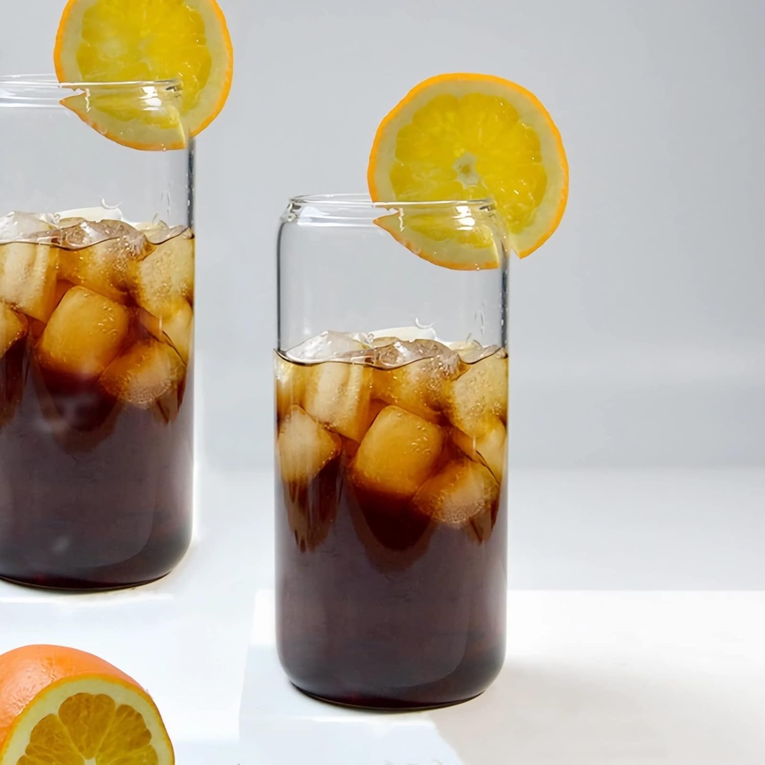 Glass Cups with Bamboo Lids and Straws 16 oz G304