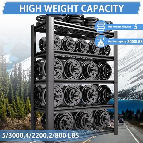 Heavy Duty Garage Shelving Unit with Wire Shelves, 3000 LBS Capacity, Adjustable Steel Rack L21633