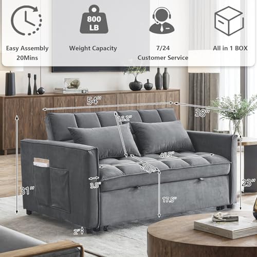 Convertible Sleeper Sofa Bed with Pull-Out Bed and Adjustable Backrest V521