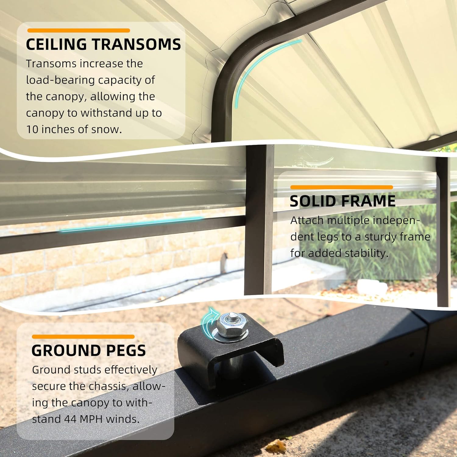 Carport with Galvanized Steel Roof for Cars, Boats, and Tractors V639