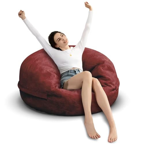 Bean Bag Chair for Adults 3FT, Soft Removable Cover, Light Gray X3039