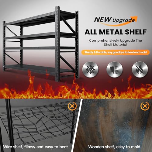 Heavy Duty 4-Tier Metal Garage Shelving Unit, Adjustable Steel Storage Rack D5378