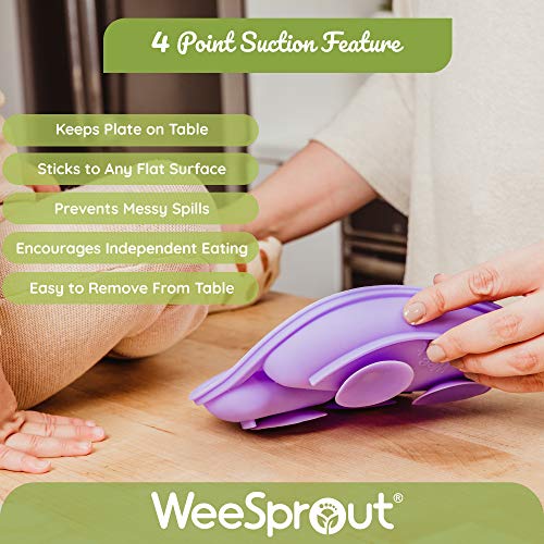 Suction Plates with Lids for Babies & Toddlers, 100% Silicone, Divided Design, 3 Pack V600561