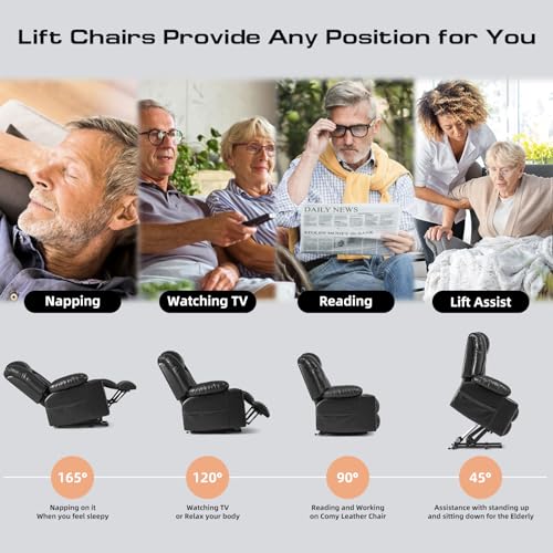 Power Lift Recliner Chair for Elderly with Heat and Massage, Adjustable Positions, Dark Brown P618617