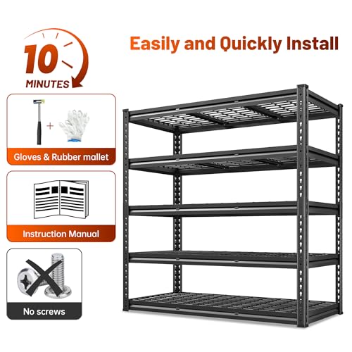 48" W Garage Shelving, Heavy Duty Adjustable Metal Storage Shelves N492