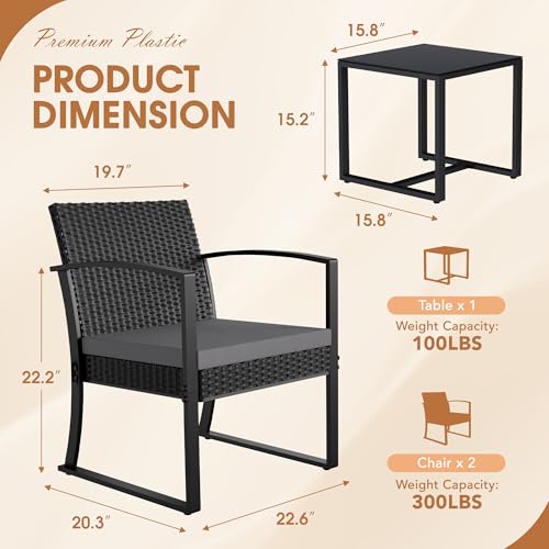 Outdoor Bistro Set 3 Piece with Cushions and Table C662