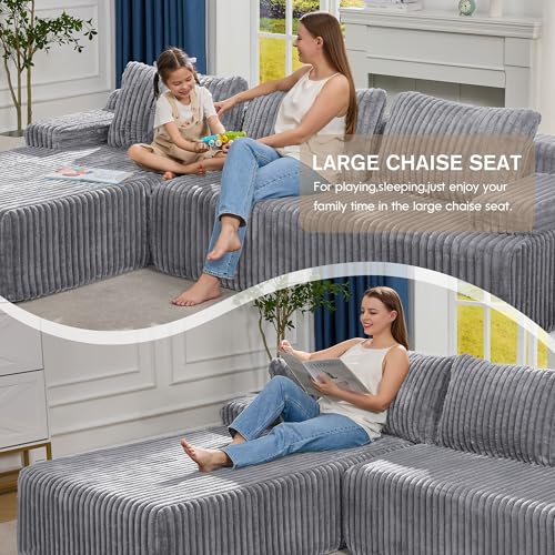 Modular L-Shape Sectional Sofa with Oversized Chaise A47792