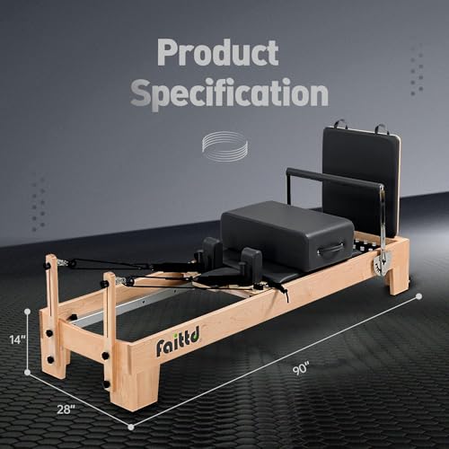 Pilates Reformer Machine with Box and Padded Jump Board for Home Workouts E34735