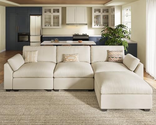 Extra Large Modular Sectional Sofa, 4-Seater L Shaped Couch, Velvet Convertible for Living Room L139