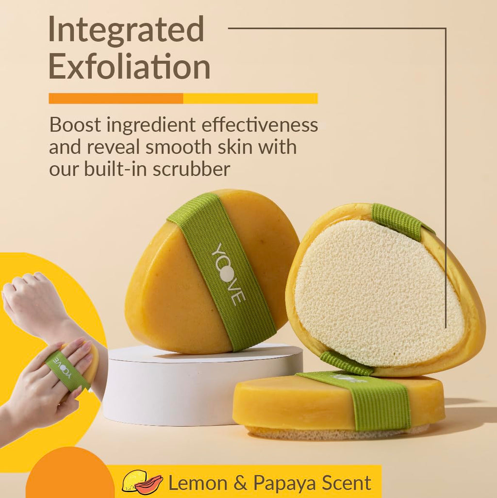 Turmeric and Kojic Acid Soap with Exfoliating Scrubber, 3-Pack V815