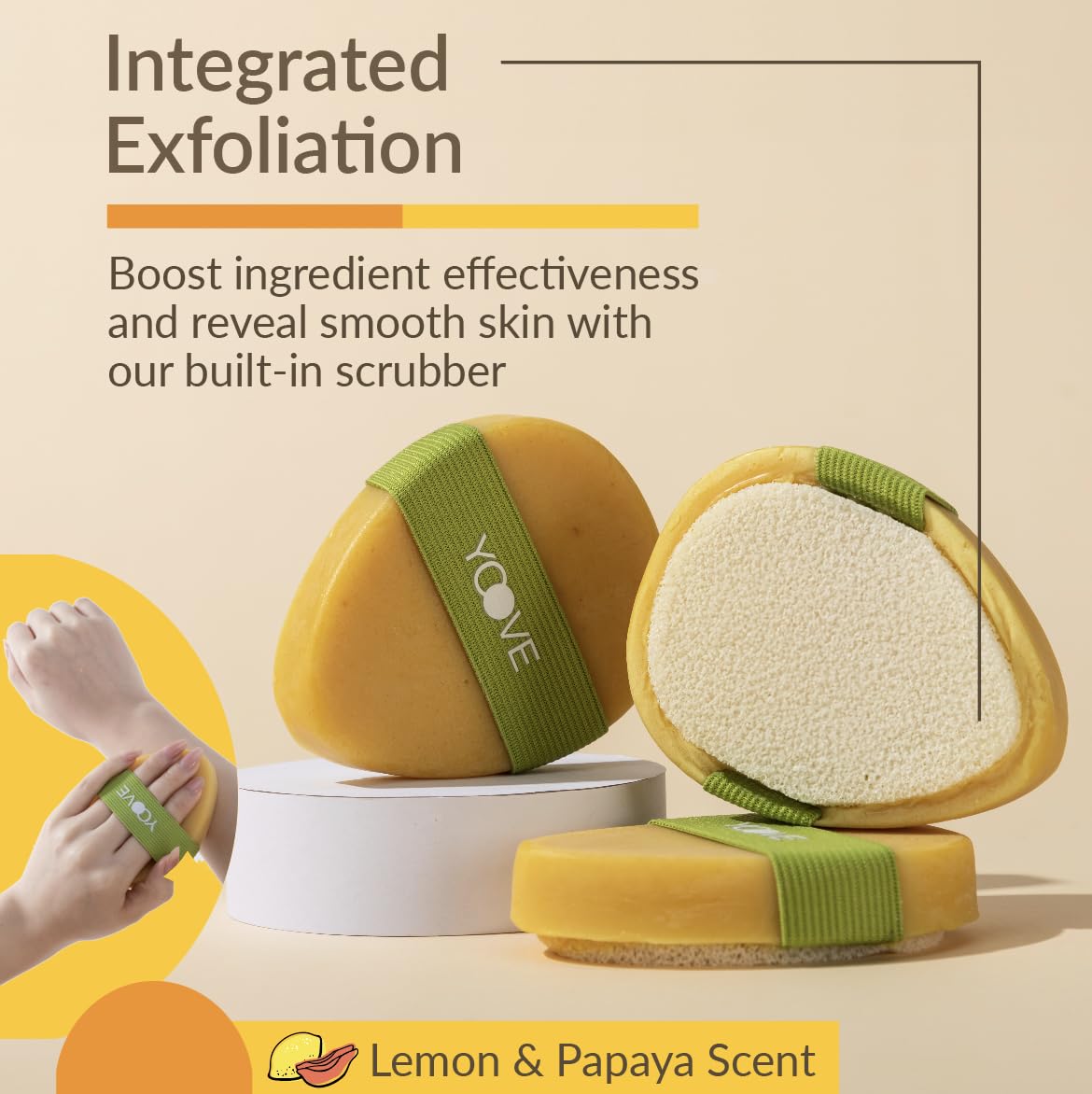 Turmeric and Kojic Acid Soap with Exfoliating Scrubber, 3-Pack V815