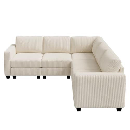 Corduroy Modular Sectional Couch with Storage, L-Shaped, 6 Seater, Dark Gray X823135