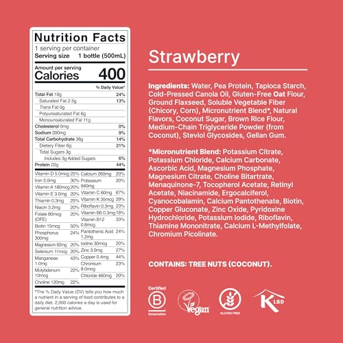 Chocolate Meal Replacement Drink, High Protein, Plant Based, 16.9 Fl Oz (12 Pack) T510