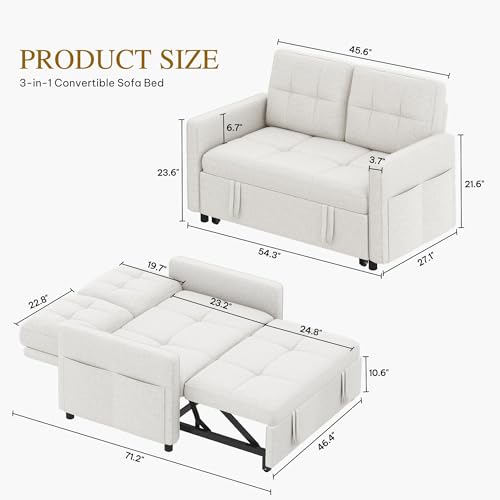 Convertible Sofa Bed 3-in-1 Sleeper with Adjustable Backrest I87565