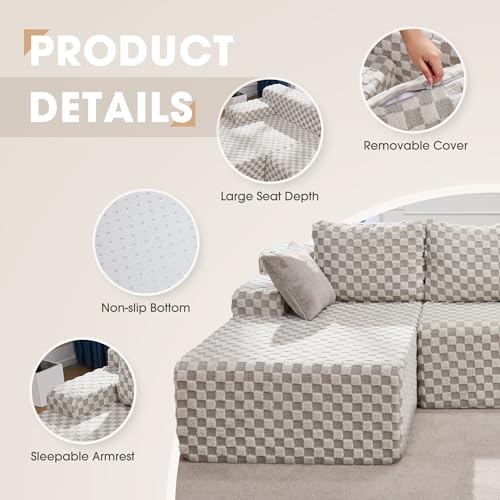Modular L-Shape Sectional Sofa with Oversized Chaise A47792