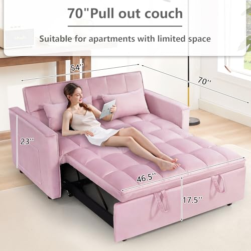 Convertible Sleeper Sofa Bed with Pull-Out Bed and Adjustable Backrest V521