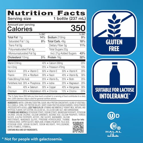 Milk Chocolate Nutrition Shake with Fiber, Meal Replacement, 8 fl oz, 24 Pack V4255