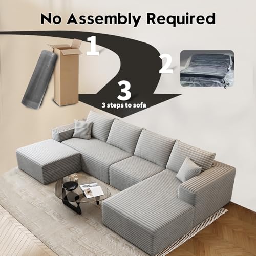 Modular Sectional Sofa with Ottoman, U-Shaped Deep Seat Couch for Living Room O870