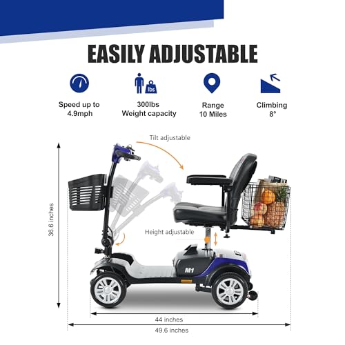 Folding Electric Mobility Scooter, 10 Mile Range, 300 lbs Capacity I398326