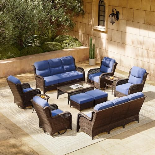 Outdoor Wicker Conversation Set with Cushions, 7 Pieces P4930