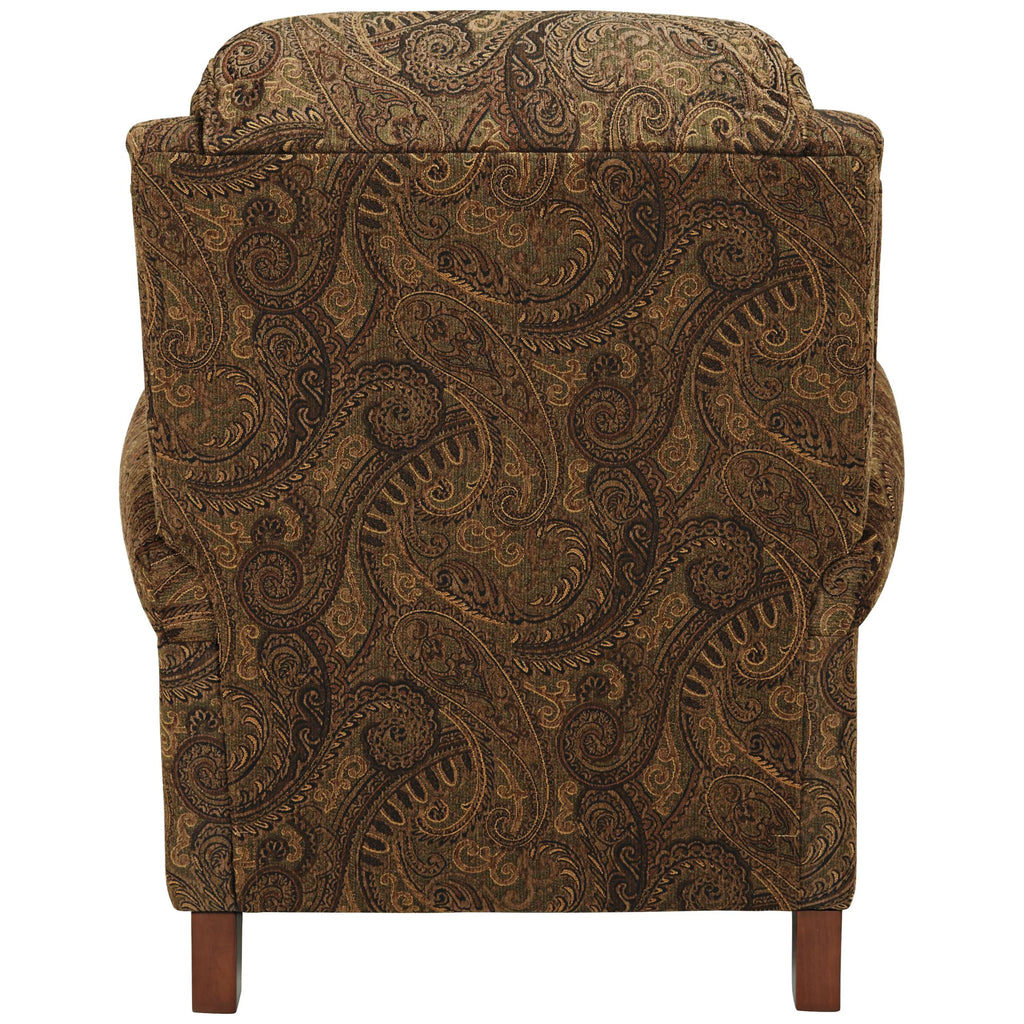 Warm Brown Paisley Patterned Fabric Recliner Chair with Push Manual Reclining Footrest A728877