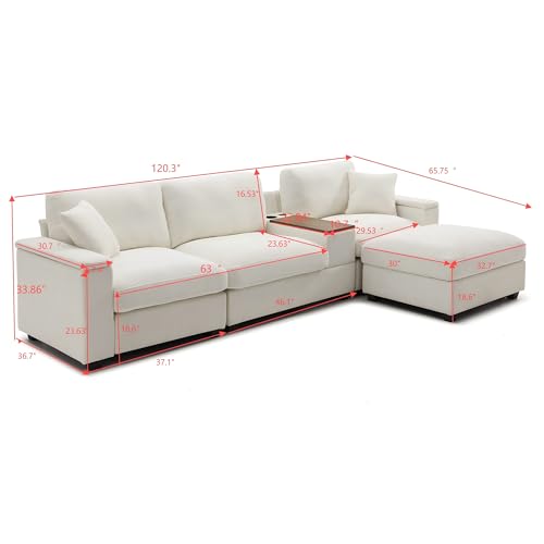 Modular Sectional Sofa with Ottoman, U-Shaped Lounge Couch H930