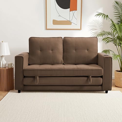 Sleeper Sofa Bed Convertible Futon for Small Spaces, Dark Blue F79197