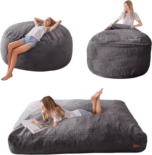 Giant Bean Bag Chair Bed for Adults, Convertible Floor Sofa Mattress R473823