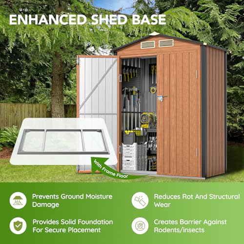 Metal Storage Shed 5x3 ft with Lockable Door for Garden and Backyard B82351