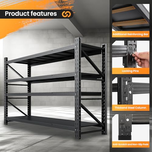 Heavy Duty 4-Tier Metal Garage Shelving Unit, Adjustable Steel Storage Rack D5378