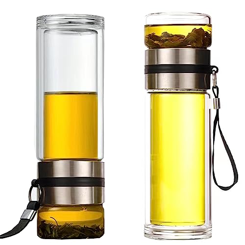 Glass Tea Infuser Bottle Double Wall 15oz with Strainer R70713