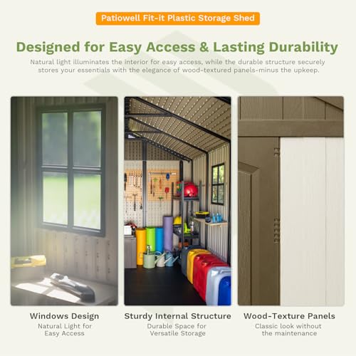 Outdoor Plastic Storage Shed with Floor, Window and Lockable Door A4787