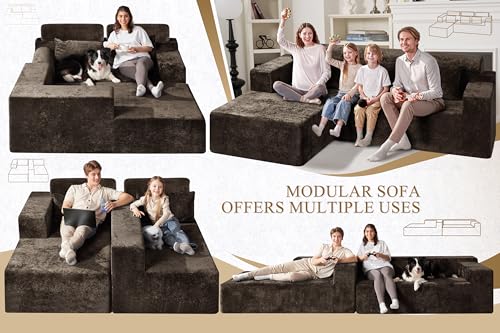 L-Shape Modular Sectional Sofa with Deep Seat, No Assembly Required C597556