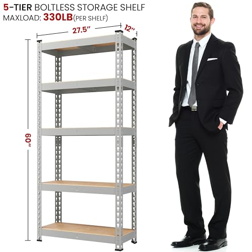 5-Tier Adjustable Metal Shelving Unit for Garage, Pantry, and Warehouse M7734