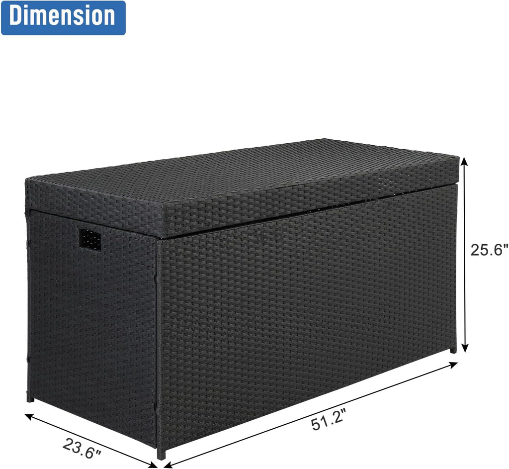 Large Deck Box with Lid - Weather Resistant Outdoor Storage Container for Toys and Tools T398