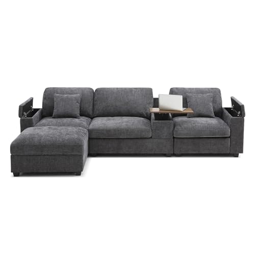 Modular Sectional Sofa with Ottoman, U-Shaped Lounge Couch H930