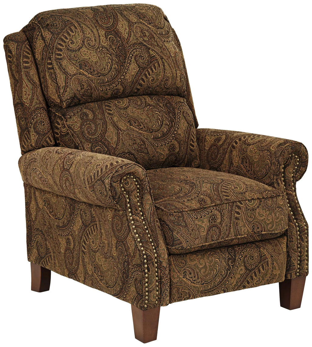 Warm Brown Paisley Patterned Fabric Recliner Chair with Push Manual Reclining Footrest A728877