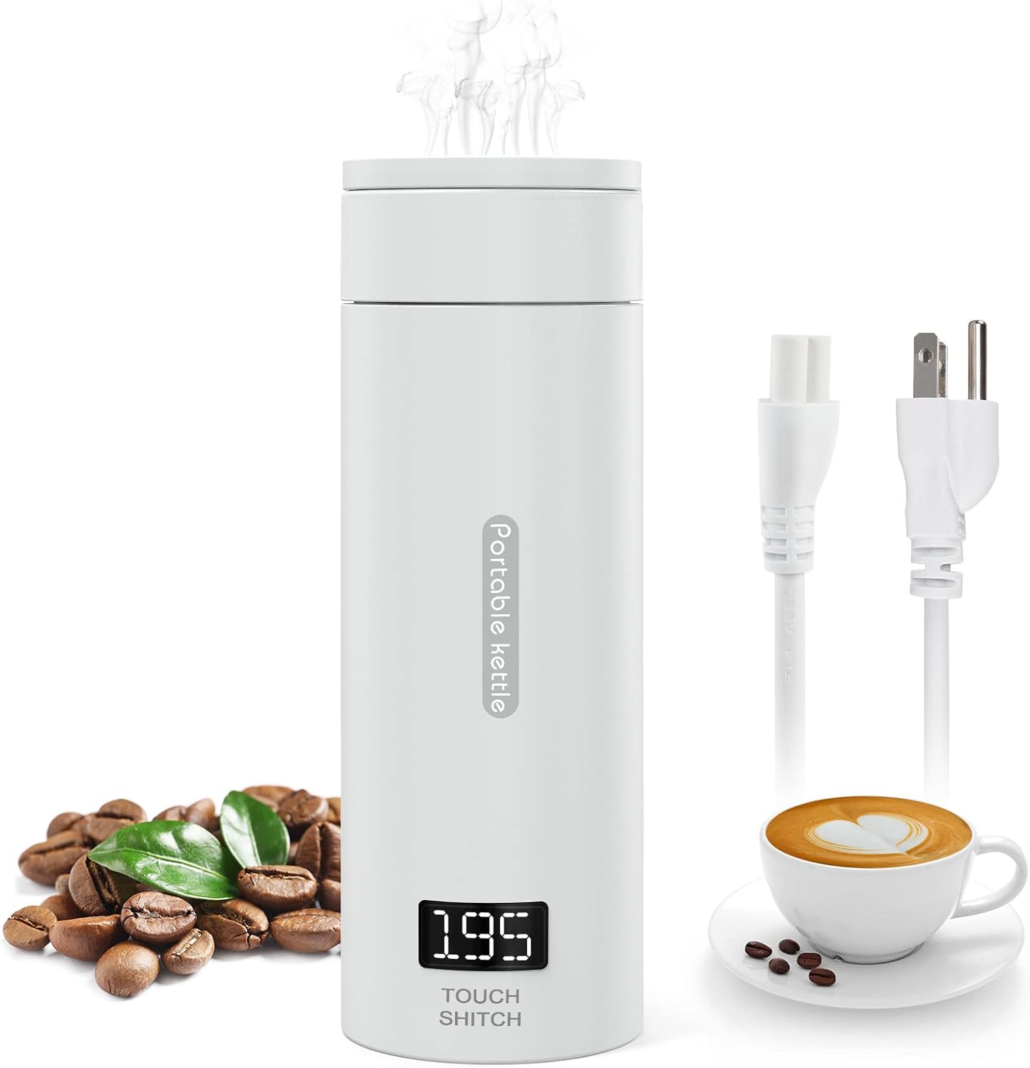 Portable Electric Tea Kettle, 380ml, Auto Shut-Off & Boil Dry Protection M19887