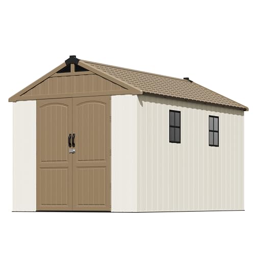 Outdoor Plastic Storage Shed with Floor, Window and Lockable Door A4787