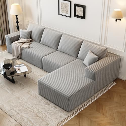 Modular Sectional Sofa with Ottoman, U-Shaped Deep Seat Couch for Living Room O870