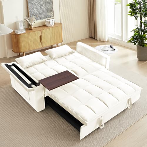 Convertible Sofa Bed, 3 in 1 Velvet Sleeper with Adjustable Backrest, Gray K13376