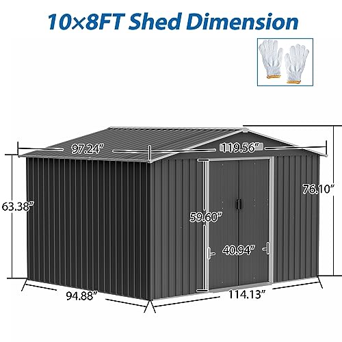 Outdoor Storage Shed, Heavy-Duty All-Weather Tool Shed with Lockable Doors C3585