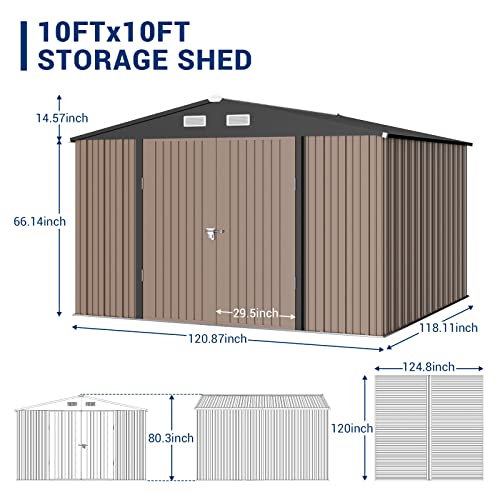 Outdoor Storage Shed 6 x 6 FT Resin Garden Shed with Lockable Door U891